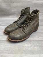 Red wing iron ranger charcoal gray rough tough leather boots cork sole us 10