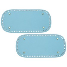 2Pcs 5.9"x11.8" Oval Leather Crochet Bag Bottom with Holes, Blue