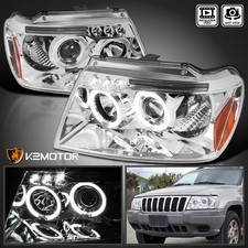 Fits 1999-2004 Jeep Grand Cherokee Led Halo Projector Headlights Lamp Leftright Fits 1999-2004 Jeep Grand Cherokee Led Halo Projector Headlights Lamp Leftright
