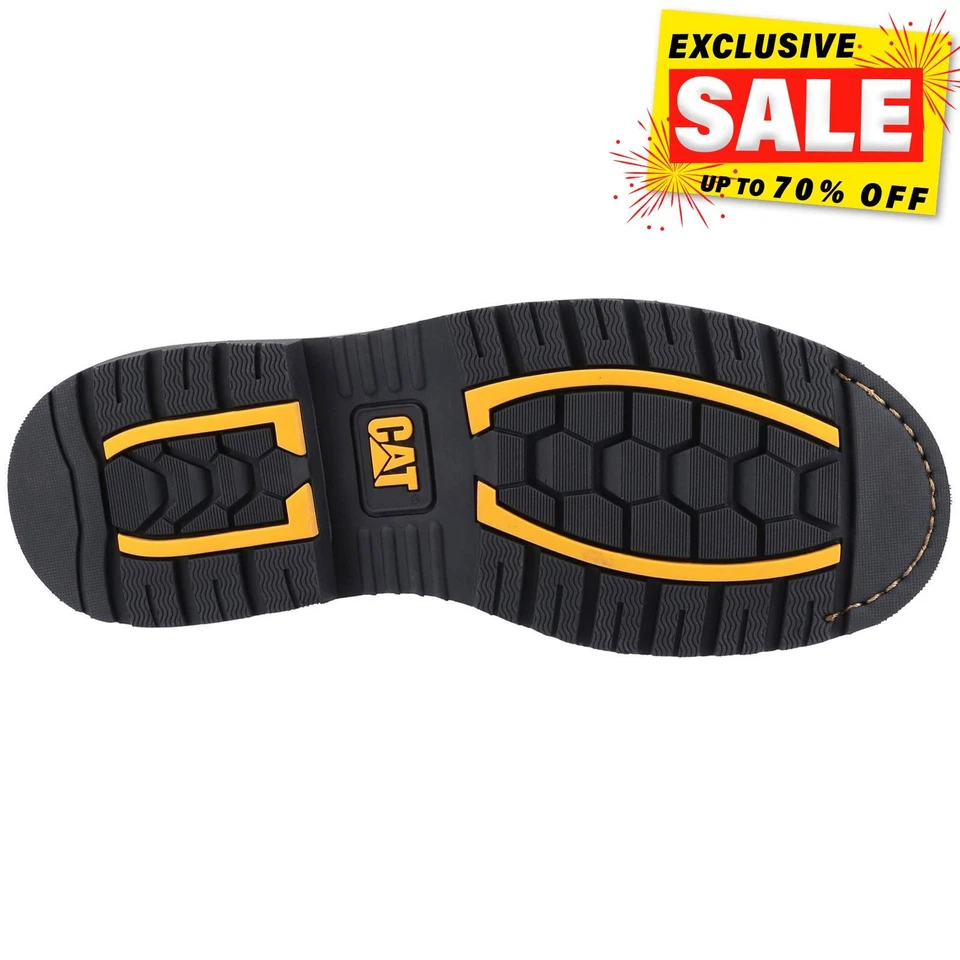 Caterpillar Powerplant Dealer Slip On Leather Safety Workwear Boots Brown