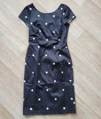 Madeleine Damenkleid M Etuikleid Punkte Elegant Baumwolle Elastisch Schlitz 