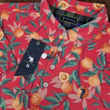 NWT William Murray Mens Medium "Thats A Peach" Golf Polo Shirt Brand Pink Orange