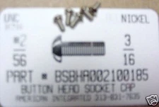 #2-56x3/16 Button Head Hex Socket Cap Screws Alloy Steel Nickel Plated (30)