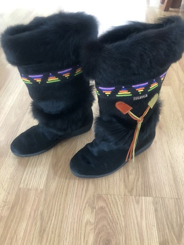 Tecnica EU 31 Black Fur Colorful Ski Winter Sherpa Lined Boots US 5-5.5 - Picture 3 of 12