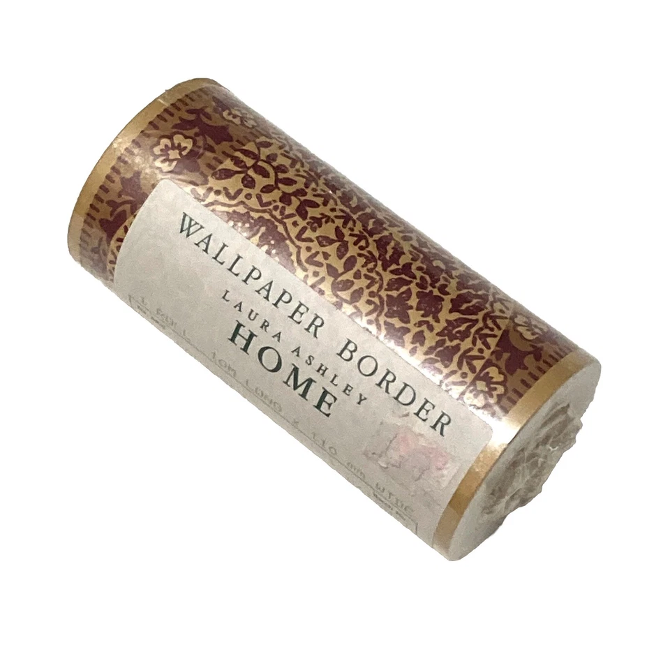 LAURA ASHLEY Jaipur Burgundy Red Gold Tan Paisley Wallpaper Border 4.25" x 33 ft - Image 4 of 4