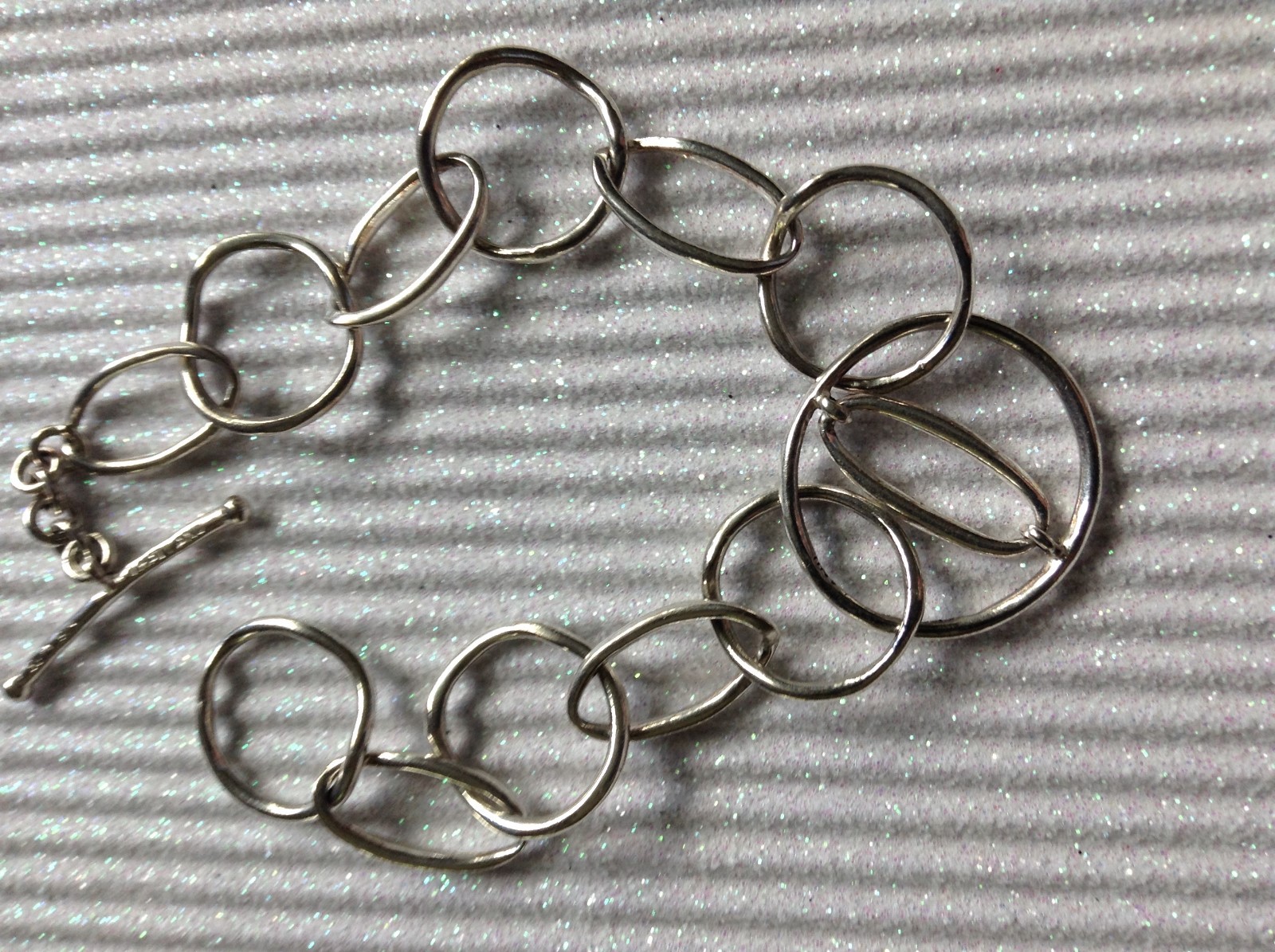 Modernist Discs Round Unique Toggle Sterling Silv… - image 2