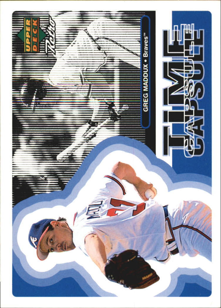 1998 Upper Deck Retro Time Capsule Braves Baseball Card #TC33 Greg Maddux
