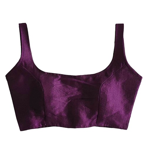 Blusa de seda Dupion para mujer cosida sin mangas hecha a mano blusa Lehenga Sari - Imagen 19 de 20