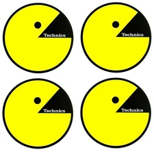 Technics Tecman 2 Pair Yellow on Black Slipmat Vinyl Record LP 12-inch Slip Mat