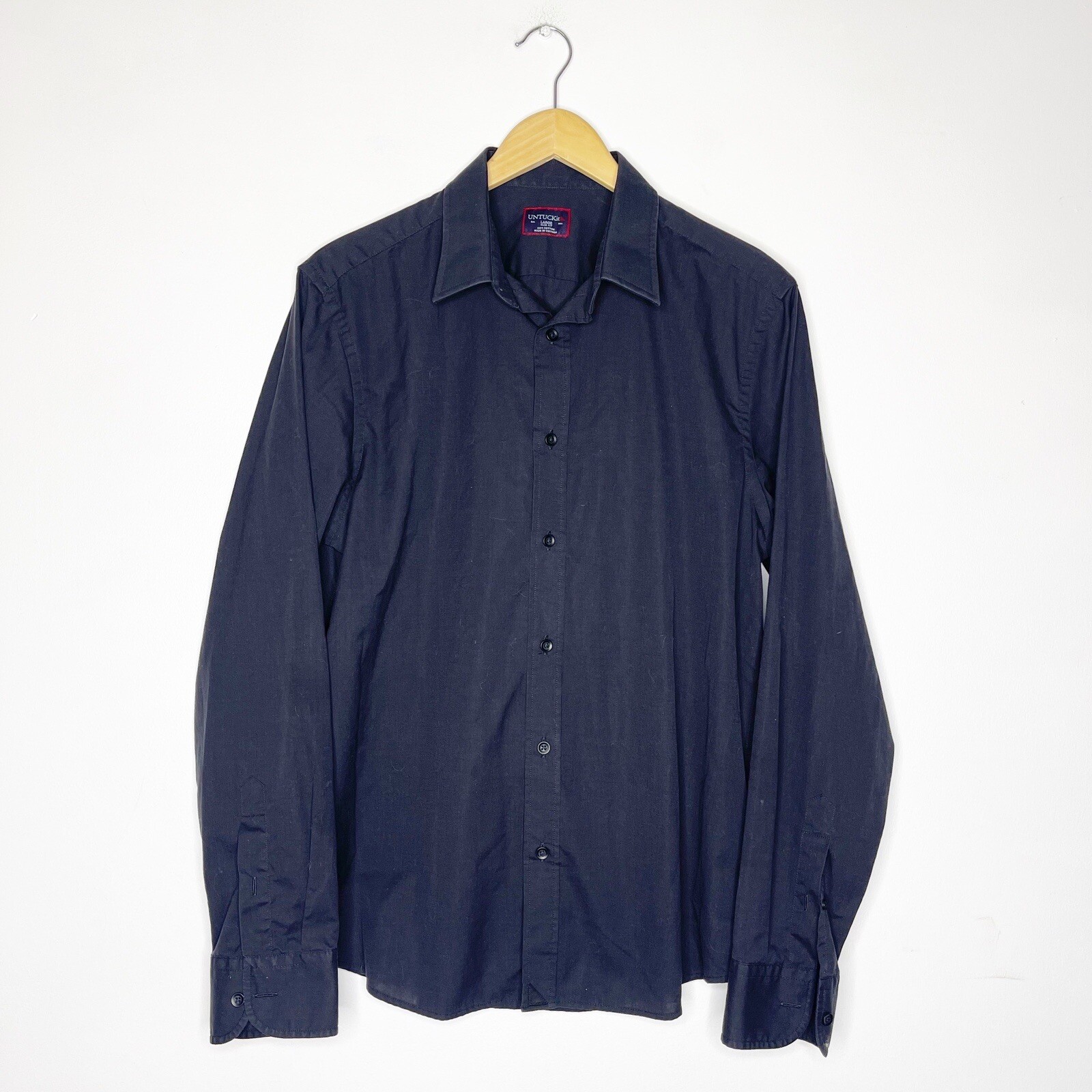 Untuckit Large Mens Black Solid Button Up Shirt L… - image 1