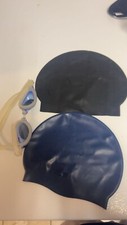 swim caps and goggles