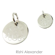 925 Sterling Silver Round Monogram Charm or Personalized Pendant 10mm to 18mm 