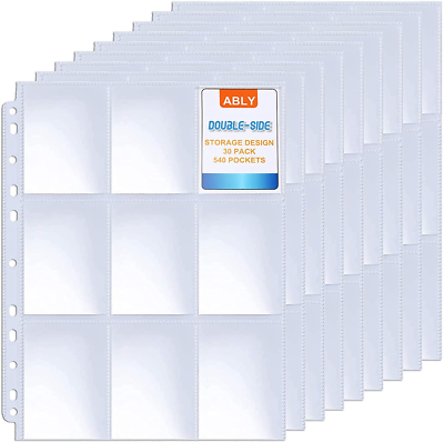 baseball card pages 3 ring binder Amazon.com : 900 Pockets Binder Sheets, Top Loading Trading Card Pages for 3  Ring Binder, Double-Sided Clear Baseball Card Sleeves : Office Products main image 0
