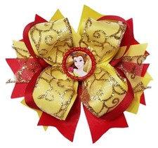 RED, GOLD  YELLOW Hair Bow  RED ROSE Princess Hair Bow  BELLE Bow  Pageant