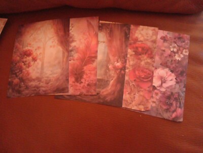 5X SHEETS NOSTALGIC/VINTAGE FOR SCRAPBOOKING/JOURNALS  +/- 13X9 CM (VIN250)