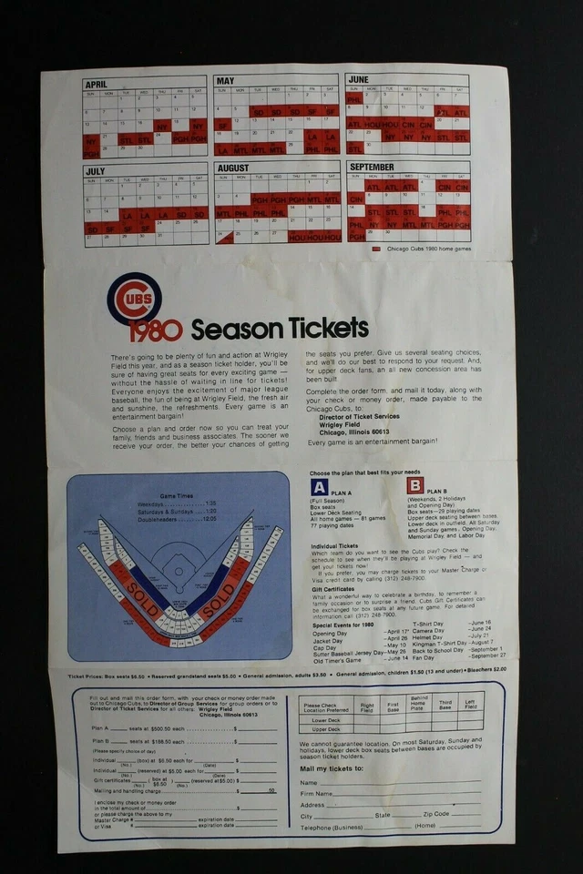 Bruce Sutter HOF Chicago Cubs Autographed Signed 1980 Ticket Pamphlet JSA - Image 2 of 4