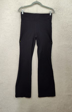 Max Studio Women Leggings Small Black Rayon Blend Pull On Flared Leg Regular Fit