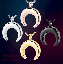 New Crescent Moon Cremation Urn Keepsake Ashes Memorial Necklace