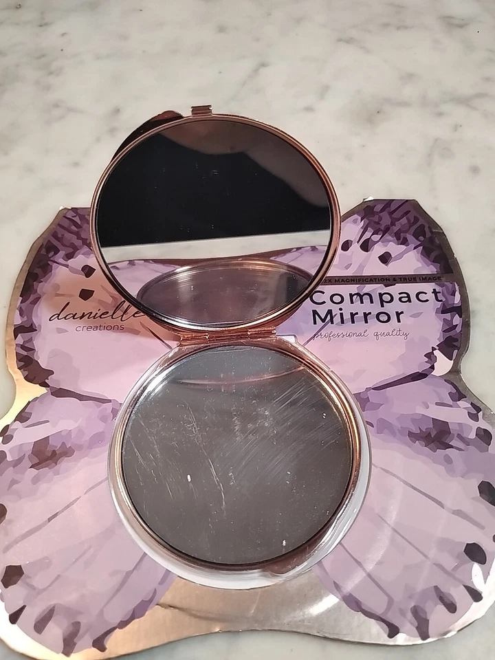 Danielle Creations Rose Gold Butterfly Compact Dual Mirror 1X / 2X New - Image 2 of 2
