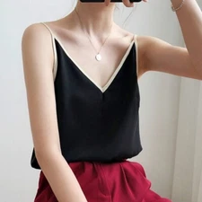 Lady Chiffon Camisole Tank Tops Vest V Neck Sleeveless Loose Undershirt Sexy Tee