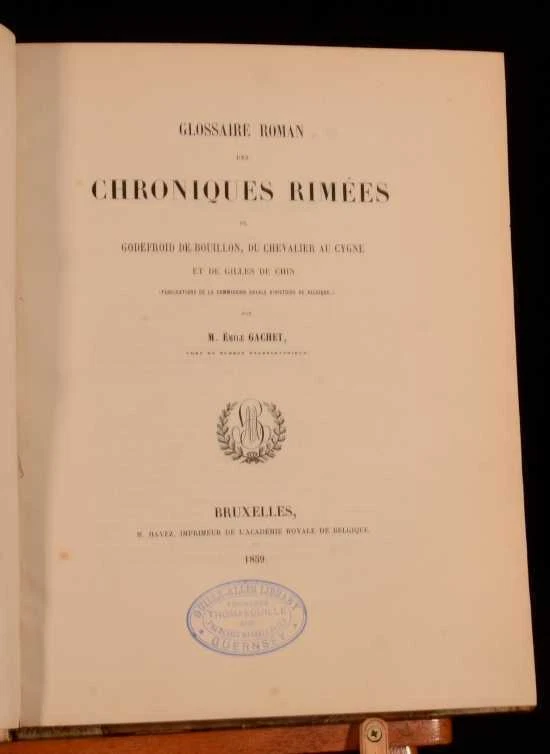 1859 Emile Gachet Glossaire Roman Des Chroniques Rimees 1st Ed Fine Binding H... - Image 3 of 4