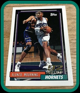 CHARLOTTE HORNETS 1992-93 TOPPS ALONZO MOURNING DRAFT PICK EX+NM CONDITION #393