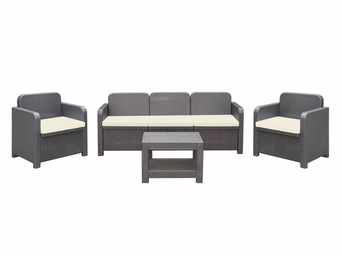 isolation lanthan Kontrakt Italian Patio Furniture Set 2 Chairs, 3 Seat Couch and Table Poly Rattan Dk Grey | eBay isolation lanthan Kontrakt Italian Patio Furniture Set 2 Chairs, 3 Seat Couch and Table Poly Rattan Dk Grey | eBay