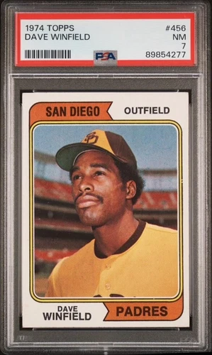 VINTAGE 1974 Topps DAVE WINFIELD # 456 🔥-▶HOF !!!◀-▶ROOKIE CARD◀-🔥- PSA 7