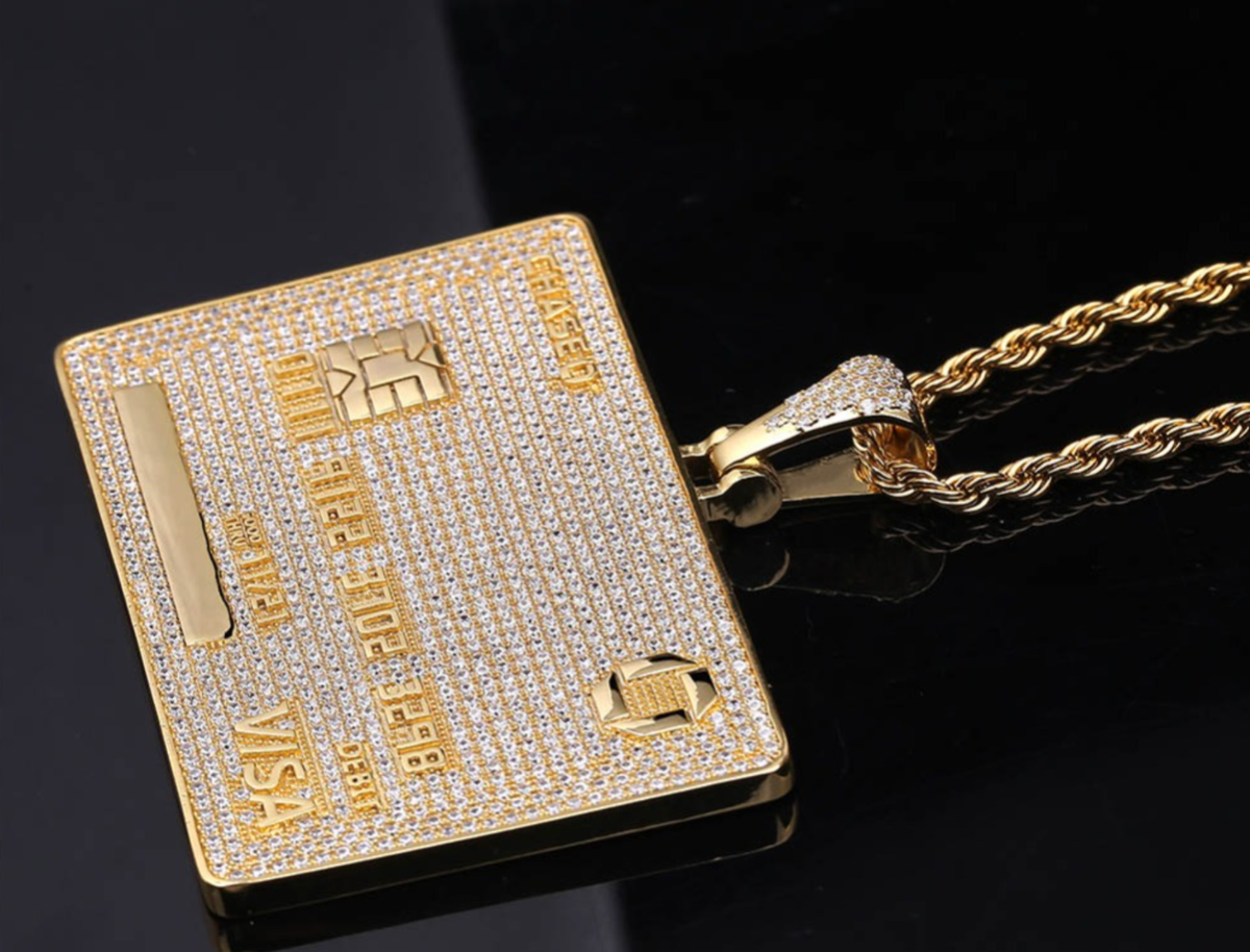 Chase Visa Debit Credit Card Men Women 14k Gold F Pendant Icy
