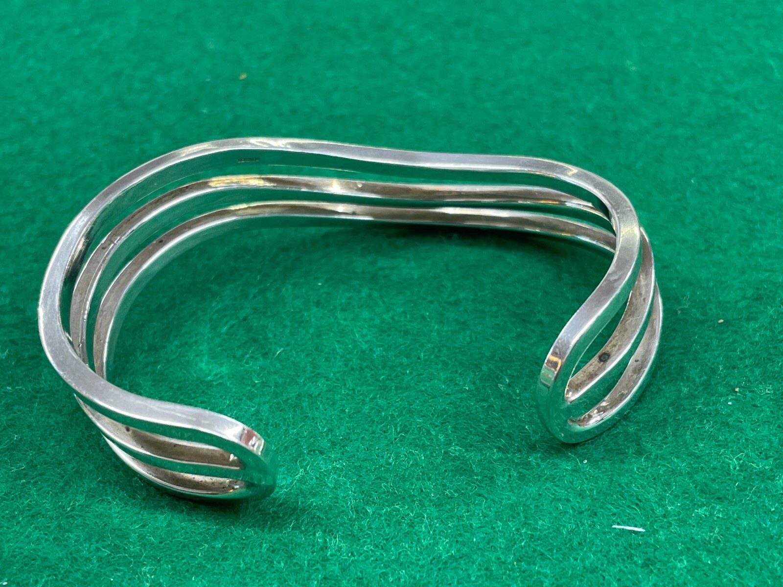 SOLID STERLING SILVER CUFF BANGLE BRACELET 33G VI… - image 3