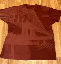 Marc Echo Cut & Sew Red Mens Large T-Shirt - Bridge Graphic - Cotton