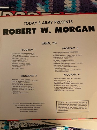 RADIO SHOW JAN 74, SHOW #1, ROBERT W. MORGAN: BOB DYLAN, RAY CHARLES, VENTURES - Picture 3 of 6