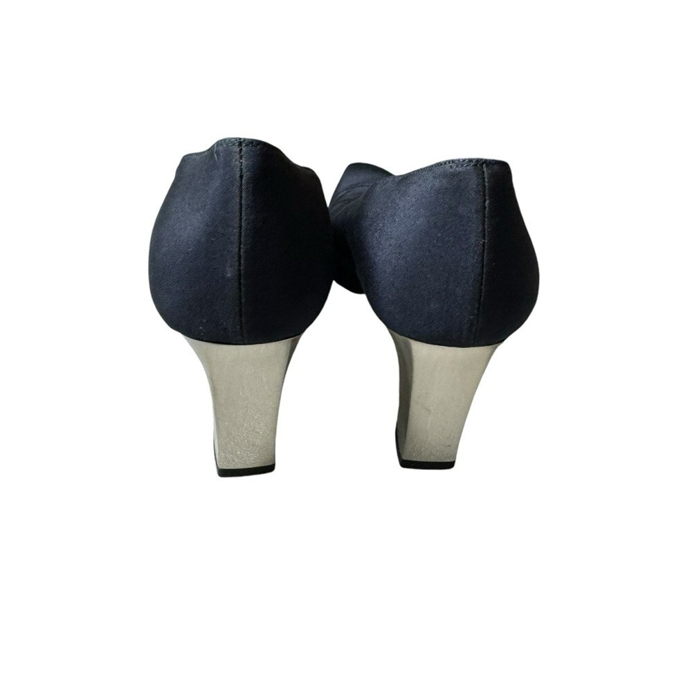 Tacco quadrato vintage Yves Saint Laurent argento navy made in Italy taglia 6 M