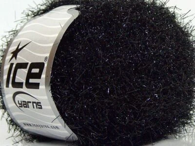 Sparkle Soft Black 68301 Ice Yarns Metallic Lurex Nylon Eyelash Yarn 50g 153y