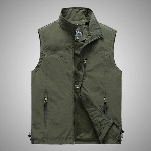 Giacca Uomo Colore Solido Cappotto Vita Uomo Escursionismo Rete Fodera Gilet Senza Maniche Semplice - Foto 6 di 13