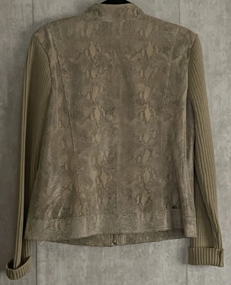 Chaqueta/Abrigo Alfani Piel Serpiente Patrón Cuero/Tejido Manga Larga Forrado Cremallera Talla M Foto 2 de 4