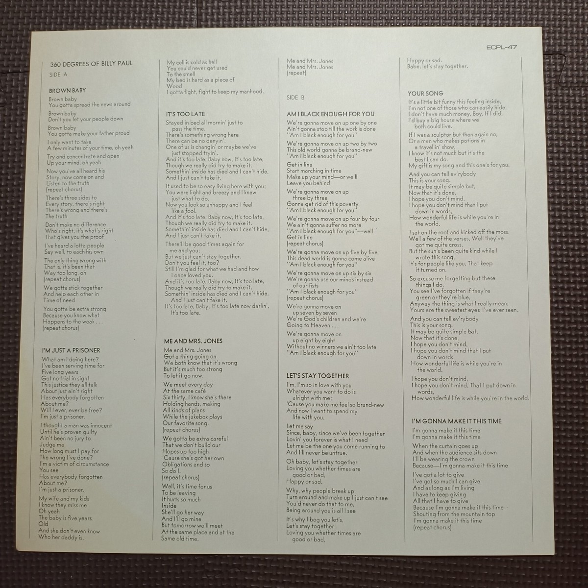 BILLY PAUL-360 DEGREES OF BILLY PAUL ECPL-47 JAPAN ORIGINAL