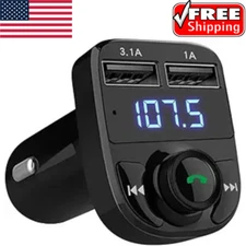 Bluetooth Handsfree Car Charger FM Transmitter USB Port Mp3 Music Adapter Black.
