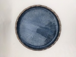 SimplyDesignz Modern Metal Collection 11" Fluted Cake Plate Platter Blue