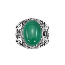 Natural Green Onyx Gemstone with 925 Sterling Silver Ring for Mens Handmade