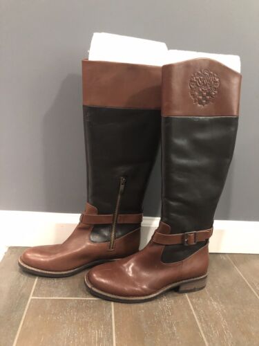 Vince Camuto Brown/black Two Color Tall Boots Size