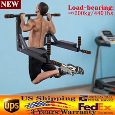 Pull Up Bar Raise Dip Station Vertical Knee Exercise Equipment Home Wall-Mount