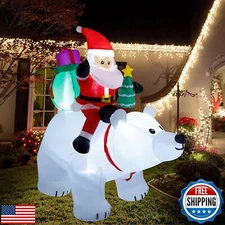 DR.DUDU 6 Ft Christmas Inflatable Santa Claus with Polar Bear and Christmas T