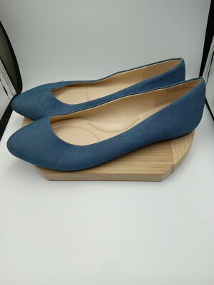 Coach and Four Melitta Chambray Glitter Denim Blue Ballet Flats