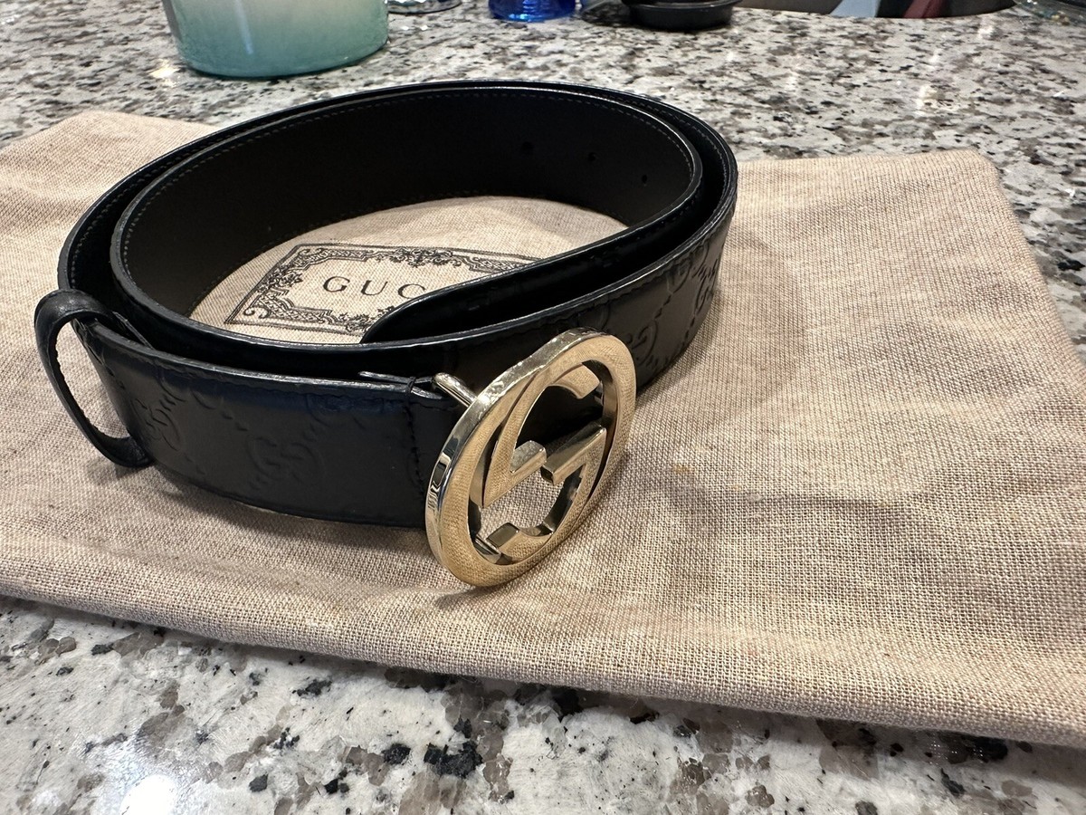 Gucci Signature Leather Belt Black | eBay