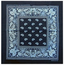 22"x22" Paisley Black Bandana