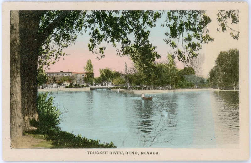 Antique 1925 Postcard Arlington Ave or Virginia St Bridge Truckee River Reno NV