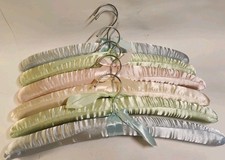 Satin Pastel Colors Padded Clothes Hangers Set of 6  16" Wide 