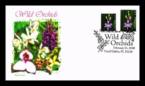 US COVER WILD ORCHIDS FIRST DAY ISSUE COMBO PANDA CACHET