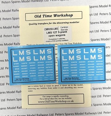 Old Time Workshop CMR058-LMS Decals For Cambrian LMS 12T 5 Plank Open Wagons